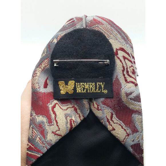 Vintage Silk Tie Pin Wembley Hand Crafted Upcycled Brooch Floral MCM Button New - Picture 7 of 12